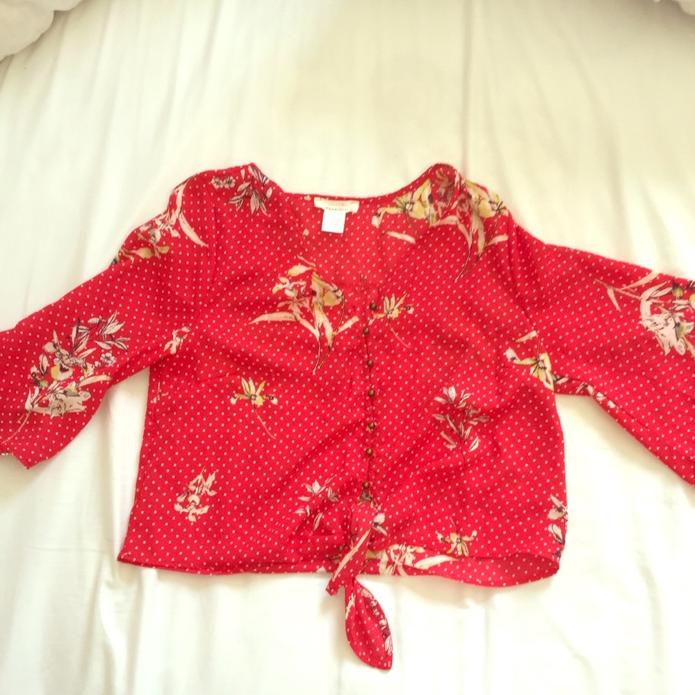 Cropped red blouse
